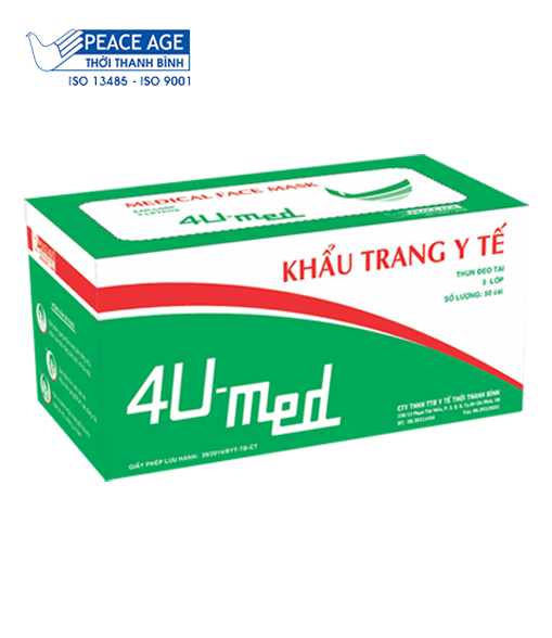 Khẩu trang y tế  4U-med thun đeo tai 3 lớp